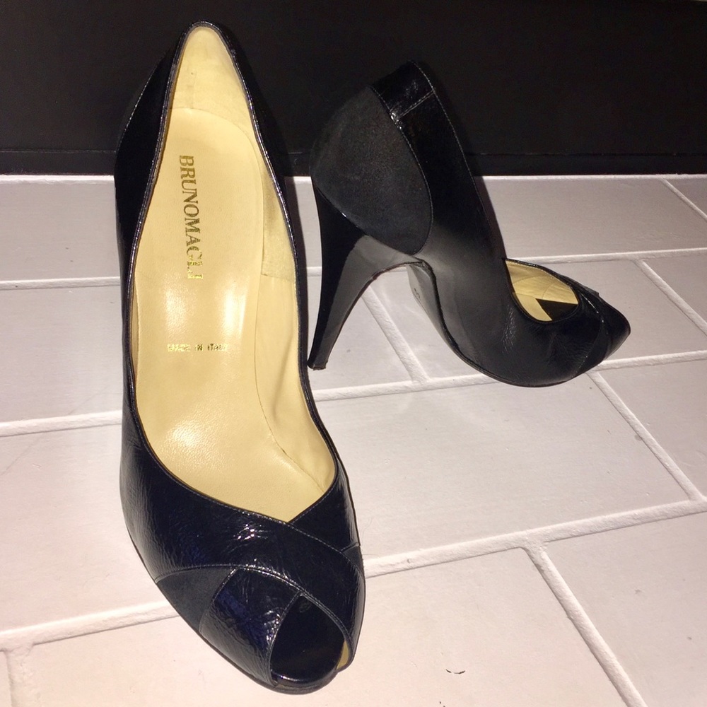 Bruno Magli Suede and Patent Leather Heels